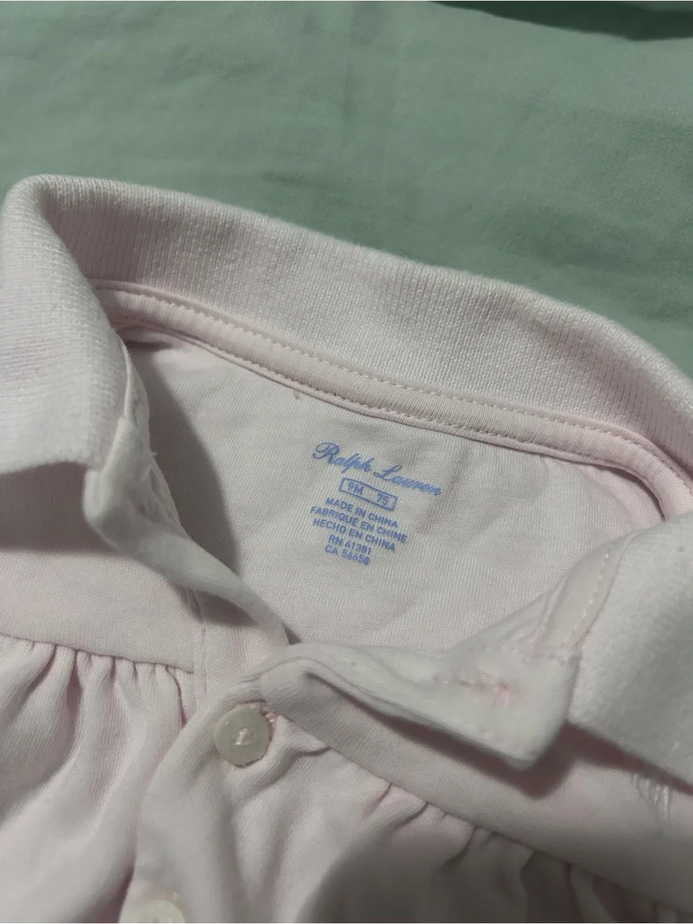 Ralph Lauren Baby Pink Collared Bubble Romper 9M EUC